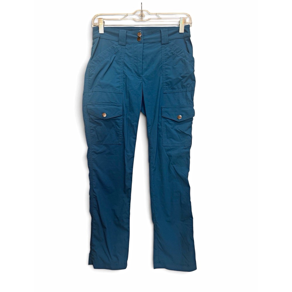 Anatomie Kate Skinny Cargo Pants Womens S Teal Blue Stretch Travel Utility